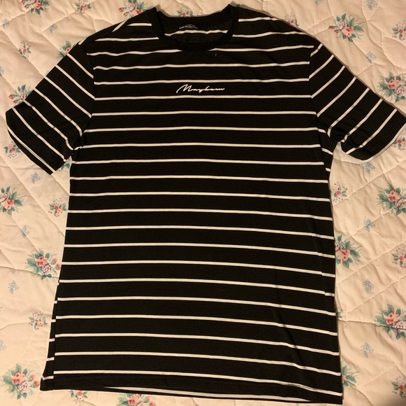 Men’s Large Shein White & Black Striped Pattern T-Shirt. - Picture 1 of 3